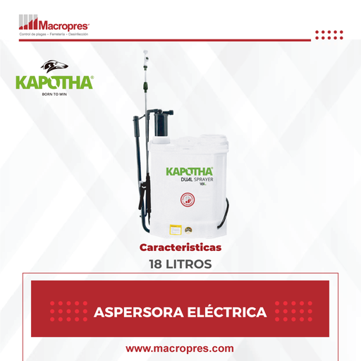 [KPTA-41] ASPERSORA MOCHILA ELÉCTRICA Y MANUAL 18 L KAPOTHA 